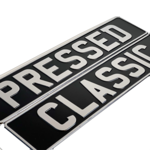 Classic pressed metal number plates