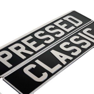 Classic pressed metal number plates