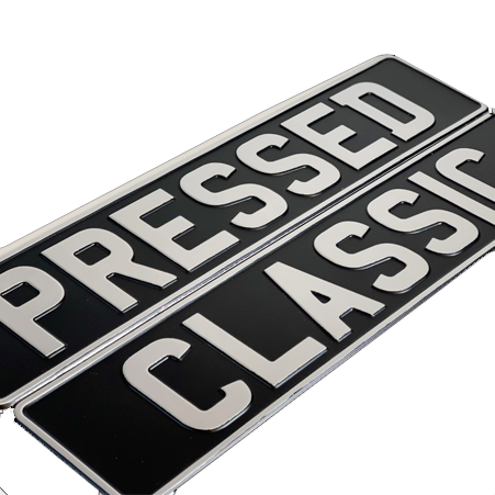 Classic pressed metal number plates